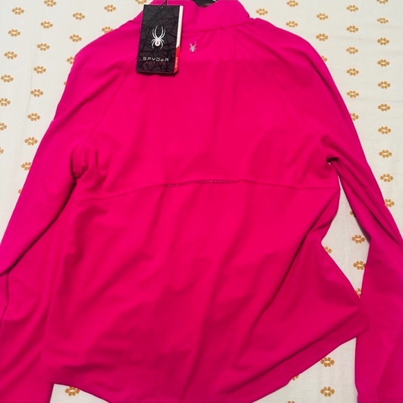 SALE Spyder Active Hot Pink Quarter Zip Long Sleeve Shirt - Picture 3 of 9